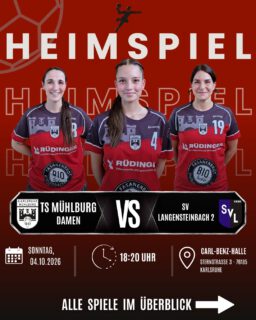 🏠🤾‍♂️ HEIMSPIELWOCHENENDE! 🔥

Dieses Wochenende heißt es wieder: Alle in die Halle! ❤️🖤

Unsere Teams sind vor heimischem Publikum gefordert und wollen gemeinsam mit euch alles auf der Platte lassen. 💪

Kommt vorbei, unterstützt unsere Mannschaften und sorgt für ordentlich Stimmung auf der Tribüne! 📣🔥

Wir freuen uns auf euch! 🙌

#heimspiel #handball #heimspielwochenende #teamspirit