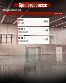 🤾‍♂️ Ergebnisse vom Wochenende

Leider konnte keines unserer Seniorenteams am Wochenende Punkte mit nach Hause nehmen. 🫤

Doch nächste Woche geht’s weiter! 🔥 Für unsere 1. und 3. Herren heißt es dann wieder: Heimspiel in der Festung und die Chance, jeweils 2 Punkte zu Hause zu behalten! 🏰❤️🖤

#handball #ergebnisse #heimspiel  #gemeinsamstark