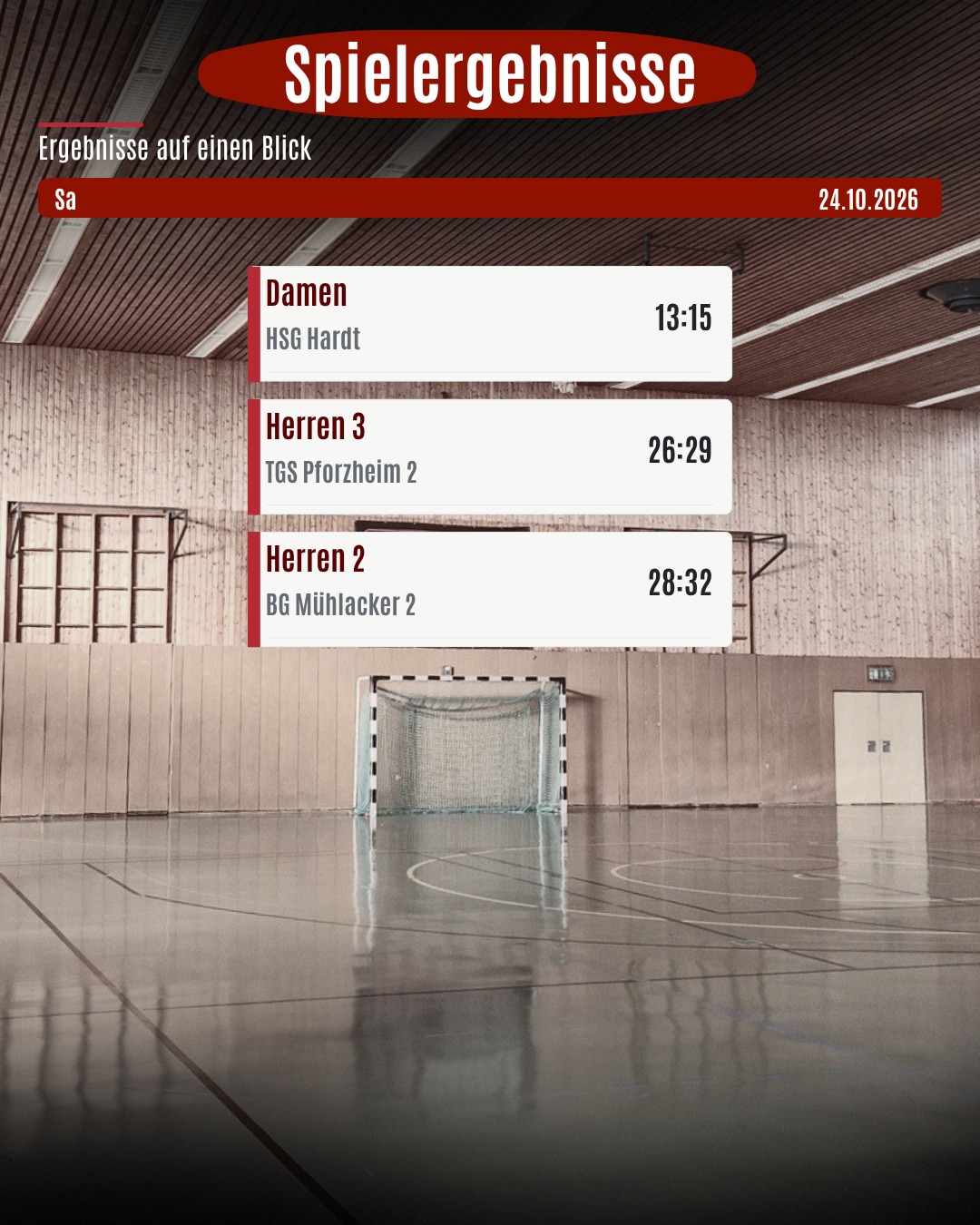 🤾‍♂️ Ergebnisse vom Wochenende

Leider konnte keines unserer Seniorenteams am Wochenende Punkte mit nach Hause nehmen. 🫤

Doch nächste Woche geht’s weiter! 🔥 Für unsere 1. und 3. Herren heißt es dann wieder: Heimspiel in der Festung und die Chance, jeweils 2 Punkte zu Hause zu behalten! 🏰❤️🖤

#handball #ergebnisse #heimspiel  #gemeinsamstark